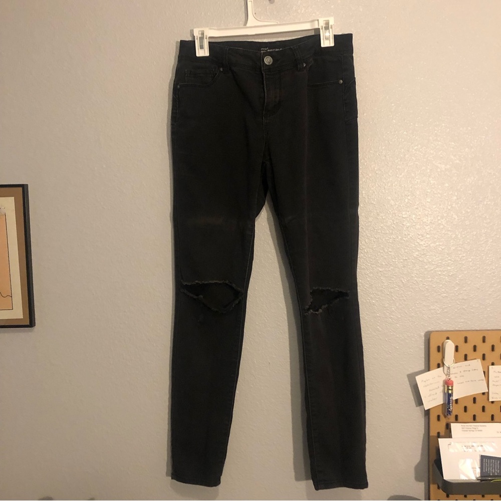 Black Miss Poured In Blue Knee Rip Skinny Jeans